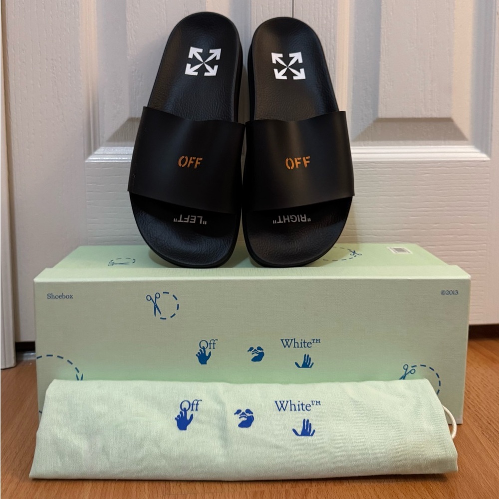Off-White Black Sandals with White Arrows